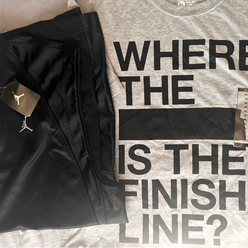 Nike Gray Running Tee and Jordan Black Sleeveless Tank - XL - Men’s